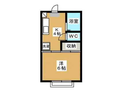 ドミー北野(1K/2階)の間取り写真