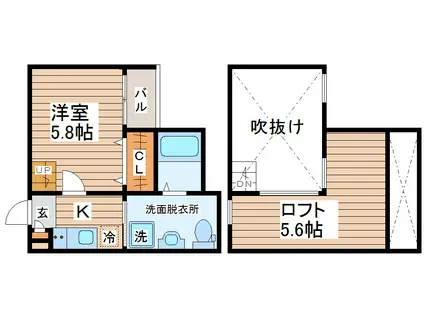 ロイヤルブルー(1K/1階)の間取り写真