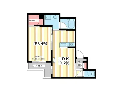 クオリスタ奈良(1LDK/2階)の間取り写真