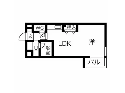 マイクレスト本通(1DK/2階)の間取り写真