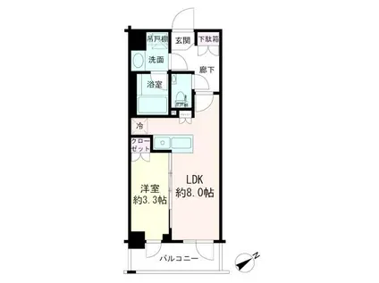 デュオステージ下落合(1LDK/2階)の間取り写真