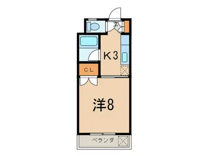 新町マンション(1K/2階)の間取り写真