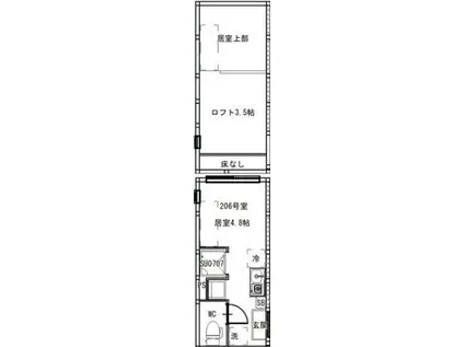 高円寺北4丁目アパート(ワンルーム/2階)の間取り写真