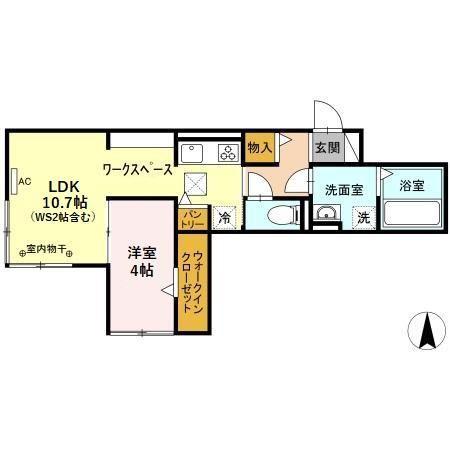 グランヴィア金町(1LDK/1階)の間取り写真
