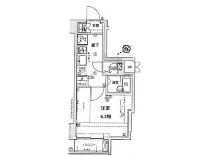 ハーモニーレジデンス駒込(1K/6階)の間取り写真