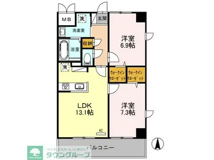 ハック北戸田クレシア(2LDK/5階)の間取り写真