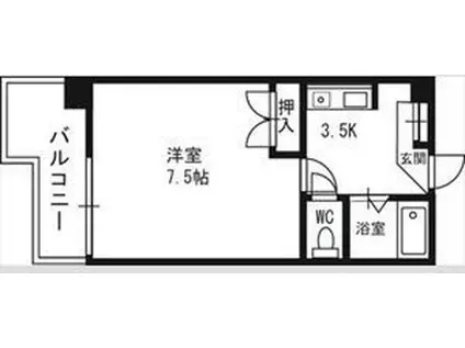エルシー1(1K/8階)の間取り写真