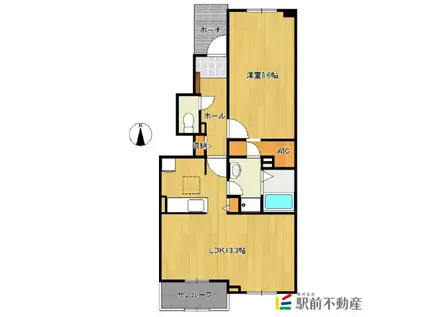 花屋敷I(1LDK/1階)の間取り写真