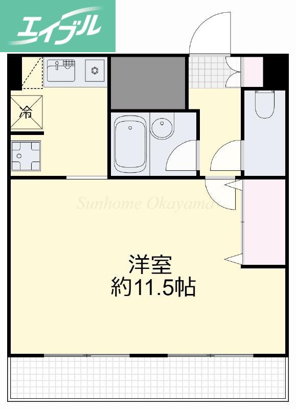 マローン京町(1K/8階)の間取り写真