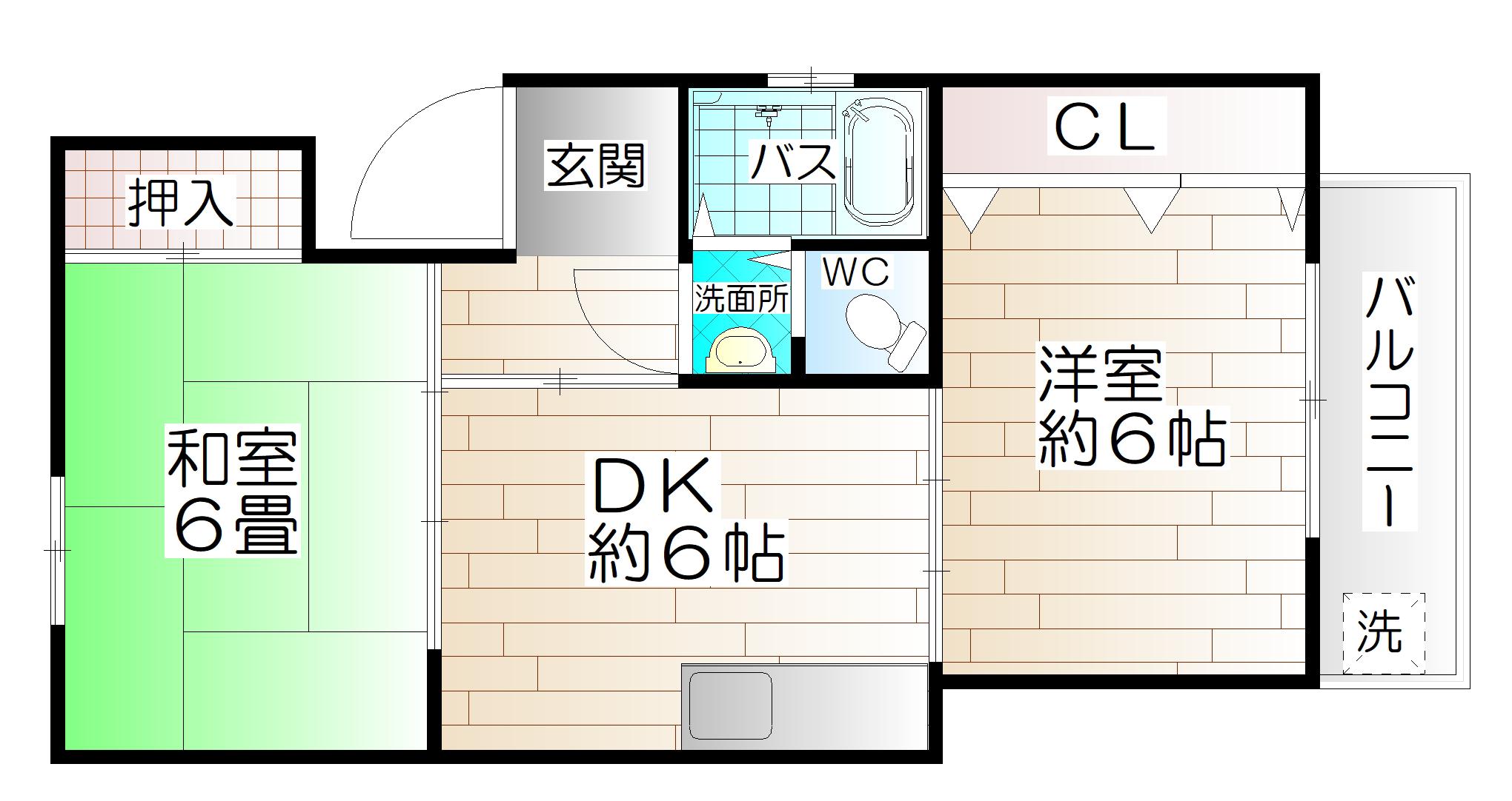 垂水八木ハイツ(2DK/2階)の間取り写真