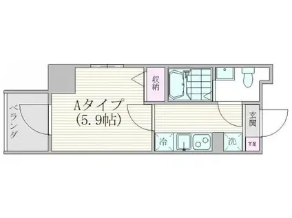 ザ・プレシャス武蔵小杉(1K/8階)の間取り写真