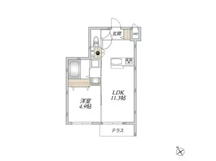 TIAMAT(1LDK/1階)の間取り写真