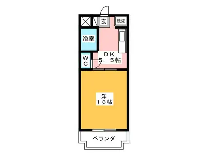 ウィステリアI(1DK/3階)の間取り写真