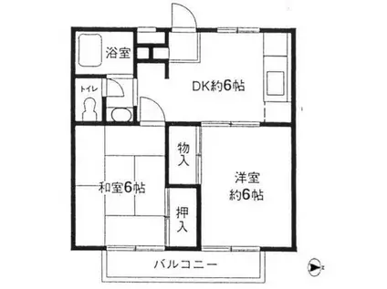 グリーンハイム壱番館(2DK/1階)の間取り写真