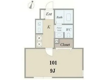 フィオーレ成城(1K/1階)の間取り写真