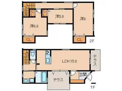 パティオ弐番館(3LDK/1階)の間取り写真
