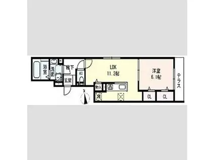 D-ROOM緑橋(1LDK/2階)の間取り写真