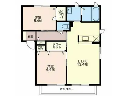 アーバンスクエアA棟(2LDK/1階)の間取り写真