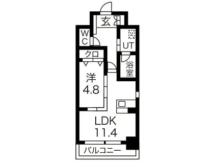GK FAN レジデンス(1LDK/4階)の間取り写真