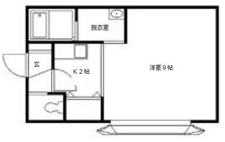 エルム医大前B棟(1K/2階)の間取り写真