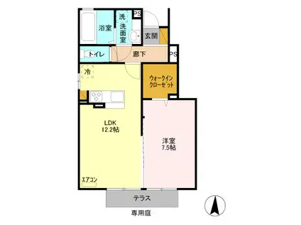 ジェントリー I番館(1LDK/1階)の間取り写真
