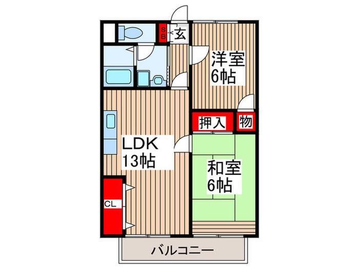 メゾンローティ-(2LDK/3階)の間取り写真