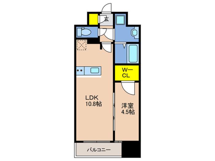 ソルテラス神戸栄町通(1LDK/7階)の間取り写真
