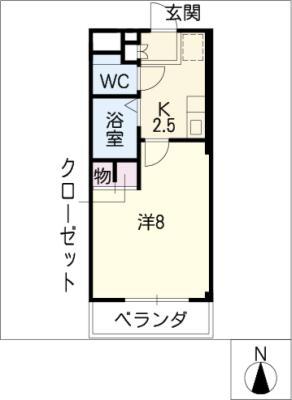 リヴェール牧(1K/1階)の間取り写真