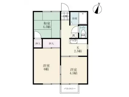 シティハイツエルム B棟(3K/2階)の間取り写真