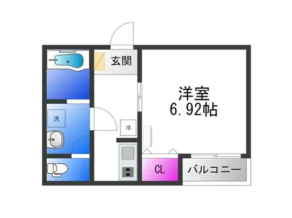 FSTYLE大蓮南2号館(1K/2階)の間取り写真