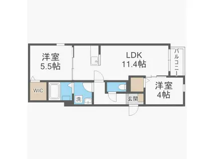 カルムヒルズ高宮(2LDK/2階)の間取り写真