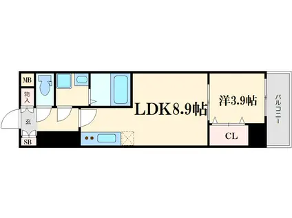 CITY PAL CREST TANIMACHI(1LDK/8階)の間取り写真