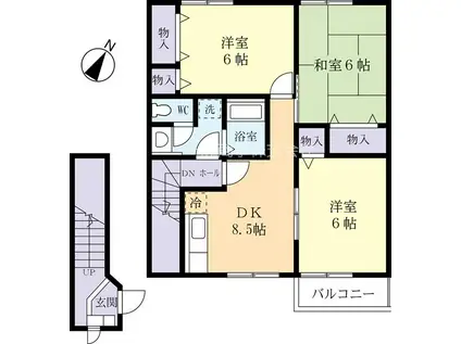 グランメールII(3DK/2階)の間取り写真