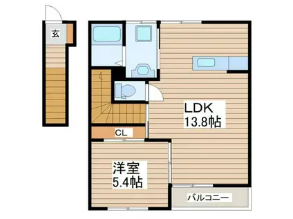 モンテ・ヴェールM(1LDK/2階)の間取り写真