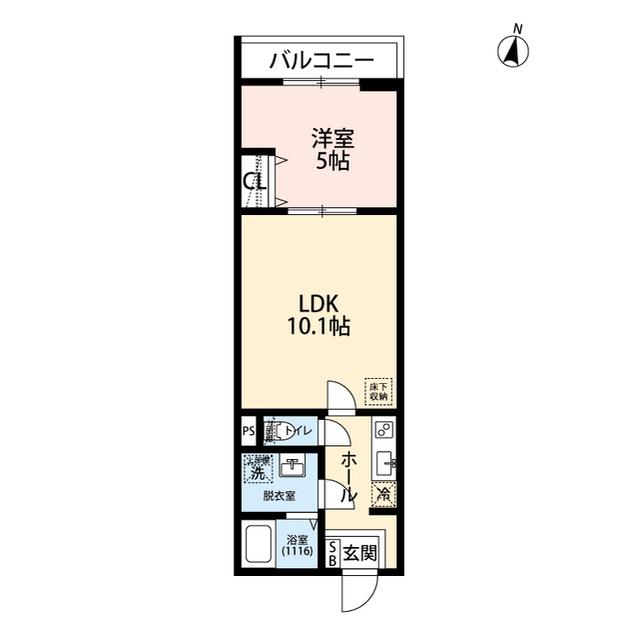 エクセラン柴崎町(1LDK/1階)の間取り写真