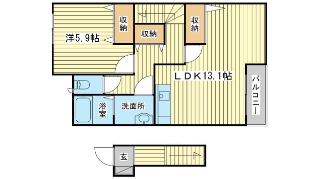 ジュピター I(1LDK/2階)の間取り写真