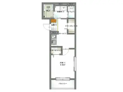 オーパス北在家(1K/2階)の間取り写真