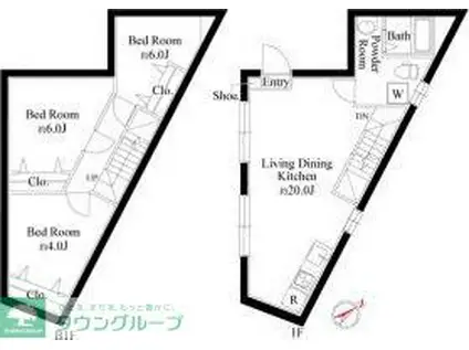 JASPER市ヶ谷(3LDK/B1階)の間取り写真