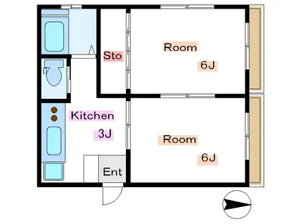 橘川ビル(2K/2階)の間取り写真