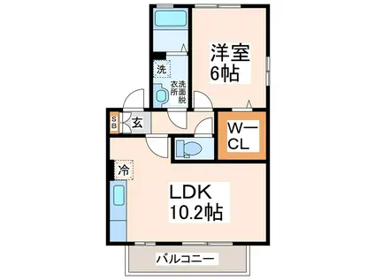 ウィルモア西梶尾(1LDK/2階)の間取り写真