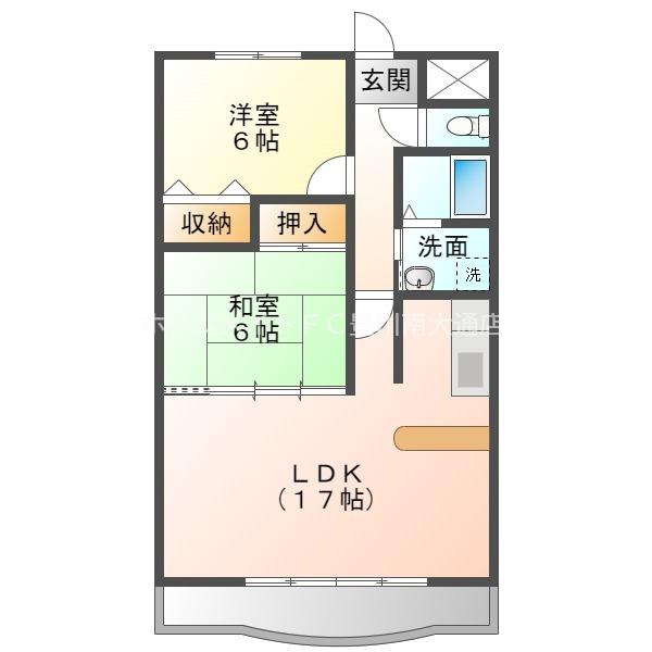マンションきらら(2LDK/4階)の間取り写真