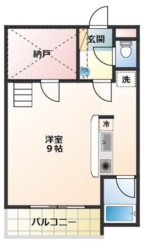 セザンヌ牧野(1K/1階)の間取り写真