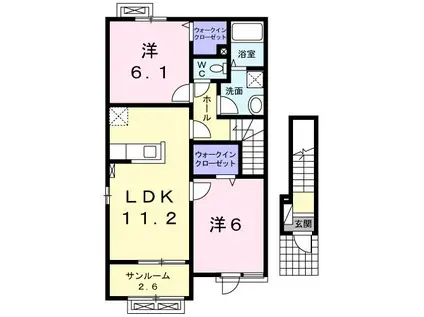 Y・プロムナード(2LDK/2階)の間取り写真