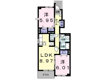 ロータス・ミカド(2LDK/1階)の間取り写真