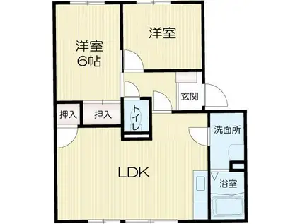 ド・ミール中野(2LDK/2階)の間取り写真