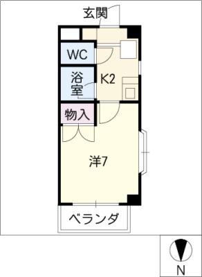 ベルコモンズ池見(1K/2階)の間取り写真