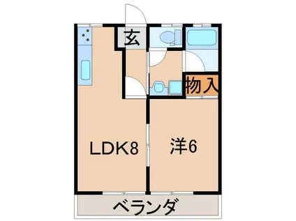 ピーチハイツA(1LDK/2階)の間取り写真