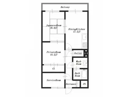 AUBURN橿原(2SDK/3階)の間取り写真