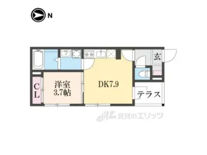 LECIEL3(1LDK/1階)の間取り写真