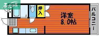 ワタナベマンション(1K/2階)の間取り写真